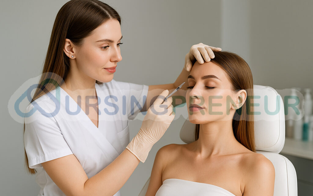 Cosmetic nurse performing aesthetic procedure in modern clinic representing growth of aesthetic industry in Australia