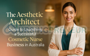 Header thumbnail with confident cosmetic nurse in stylish modern clinic representing cosmetic nurse business in Australia