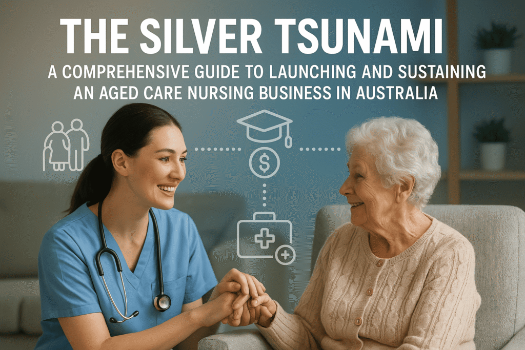 Nurse providing compassionate care to an elderly patient in a home setting, representing the rise of aged care nursing businesses in Australia