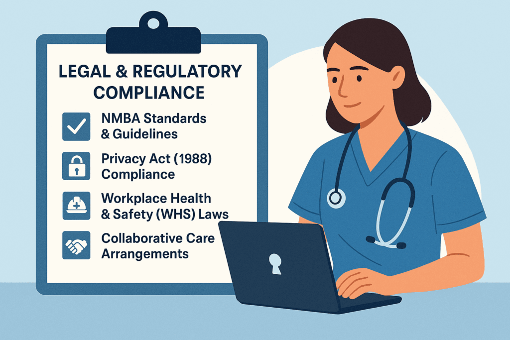 Compliance checklist for Australian nurse practitioners covering NMBA standards, privacy law, workplace safety, and collaborative care requirements.