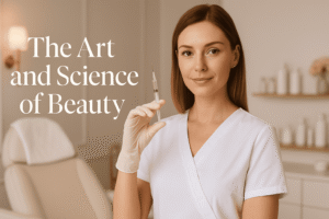 Professional nurse aesthetic practitioner in a modern Australian clinic holding a syringe, representing the blend of art and science in medical aesthetics.