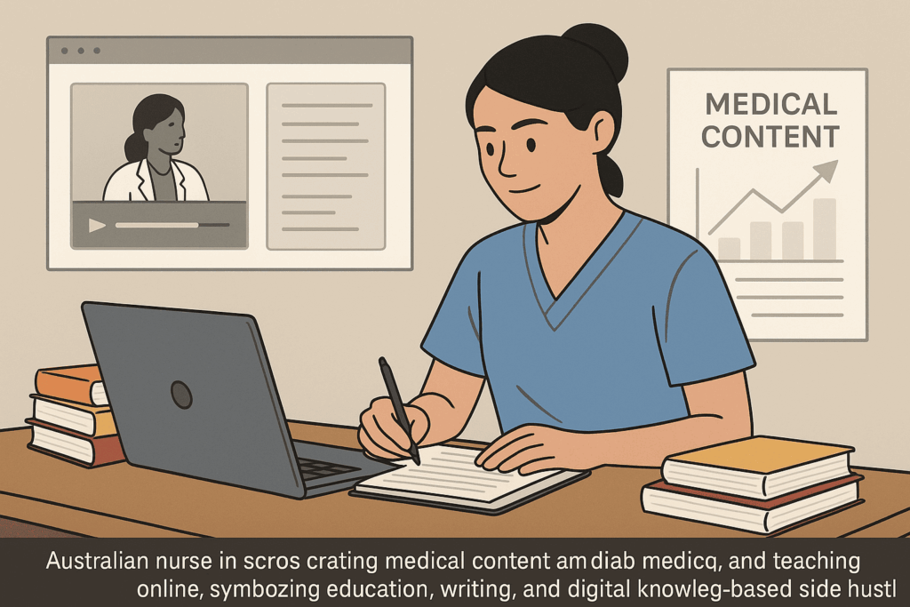 Australian nurse creating digital products, planners, and subscription boxes as entrepreneurial side hustles