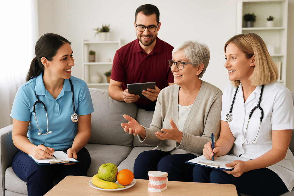 Healthcare professional using digital tablet with telehealth interface and AI diagnostics overlay, representing innovation and growth of HealthTech startups in Australia